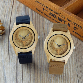 Hollow Deer Head Dial Display Analog Wristwatch