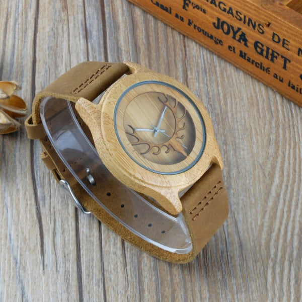 Hollow Deer Head Dial Display Analog Wristwatch