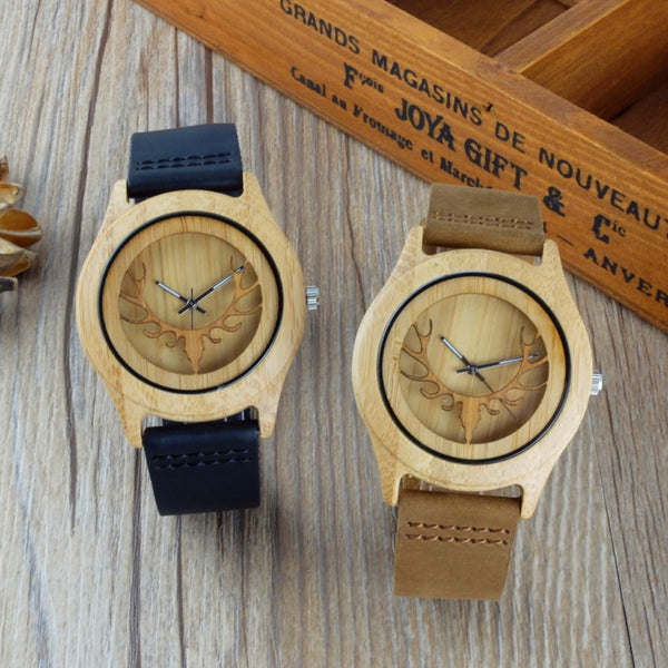 Hollow Deer Head Dial Display Analog Wristwatch