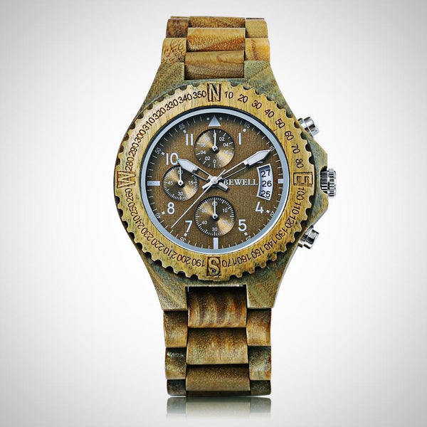Wooden Luminous Pointer Chronograph Watch